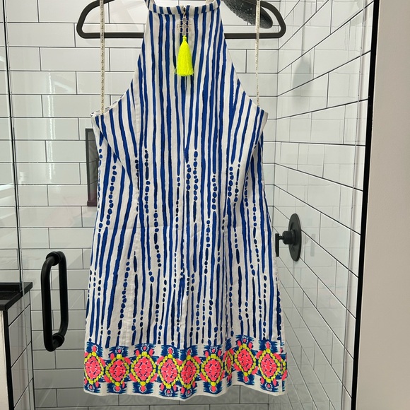 Lilly Pulitzer Blue and White Striped Dress size 12 - Picture 2 of 3